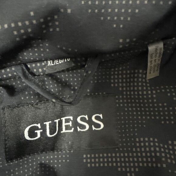 GUESS Women’s Hooded Coat Zip Front Black Pattern Size XL - Picture 13 of 13